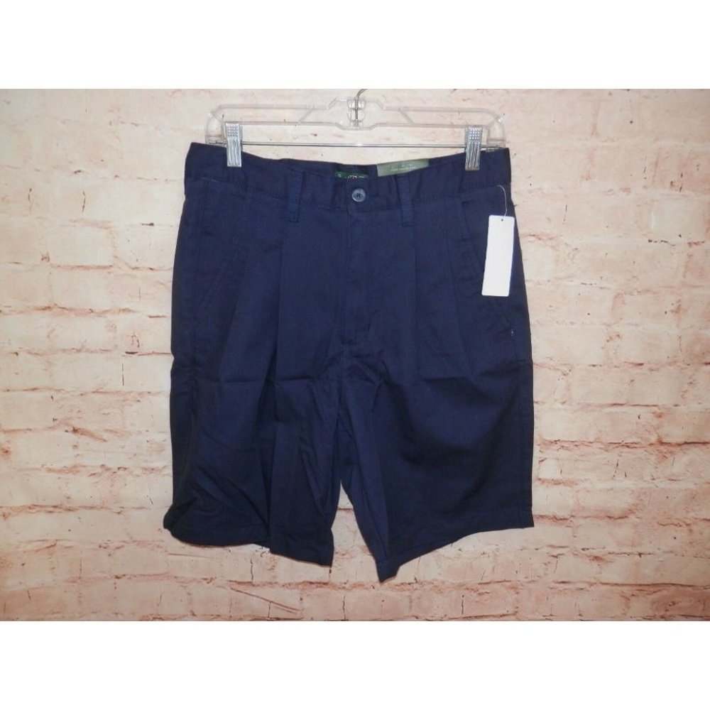 NEW David Taylor Men's 30 Navy Blue Wrinkle Free Pleated Dress Golf Shorts 2266